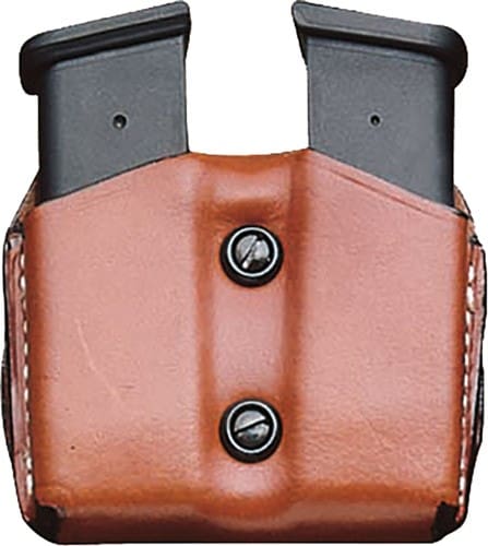 DESANTIS DOUBLE MAG POUCH OWB - LTHR FITS GLOCK 17/19/23/22 TN