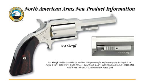 NORTH AMERICAN ARMS SHERIFF 22LR/22MAG 2.5" SS 5SH