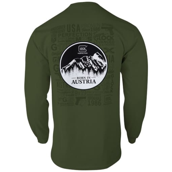 GLOCK OEM BORN IN AUSTRIA LONG - SLEEVE SHIRT MILITARY GREEN LG