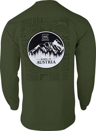 GLOCK OEM BORN IN AUSTRIA LONG - SLEEVE SHIRT MILITARY GRN 3XL