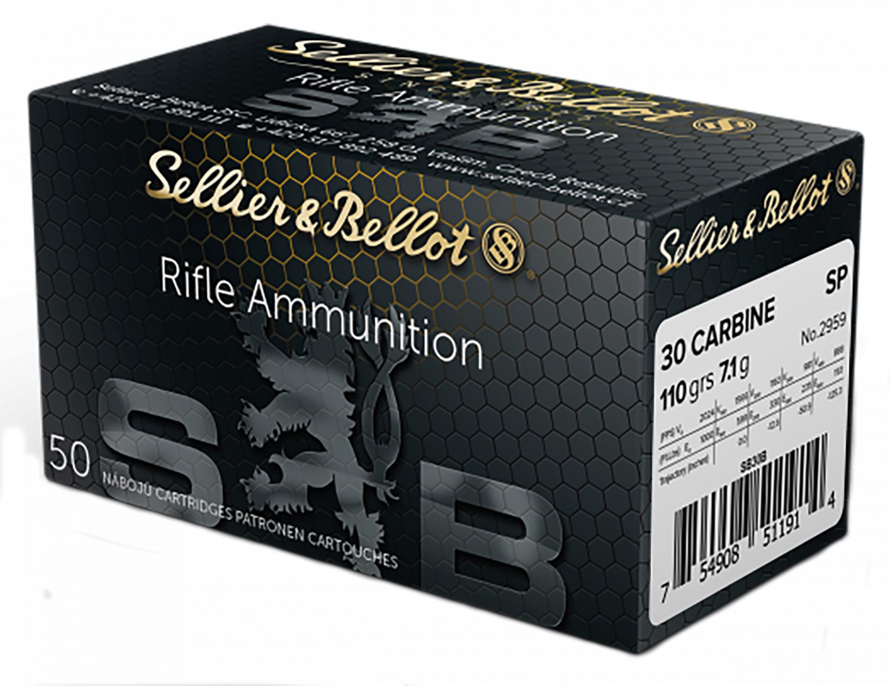 S&B 30 CARBINE 110GR FMJ - 50RD 20BX/CS