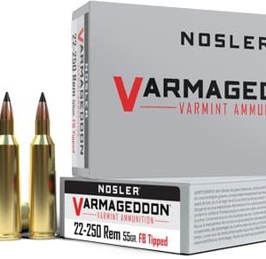 NOSLER VARMAGEDDON 22-250 REM - 55GR FBT 20RD 10BX/CS