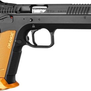 CZ TS2 SA 9MM FS 20-SHOT - BLACK POLYCOAT ORANGE GRIP
