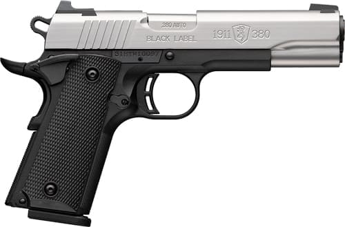 BROWNING 1911-380 STAINLESS - 380ACP 4.25"FS 8RD BLK/SS