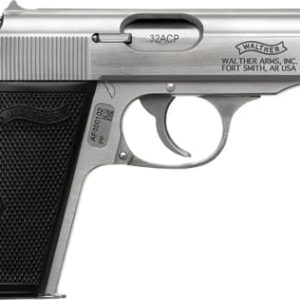 WALTHER PP 32ACP STAINLESS 8RD - BLACK SYNTHETIC GRIPS