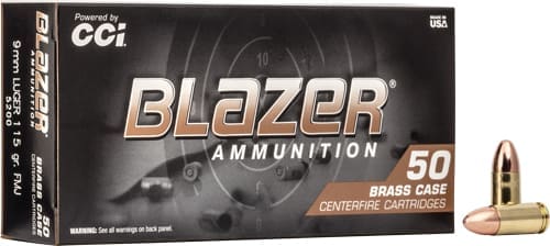 CCI BLAZER BRASS 9MM LUGER - 115GR FMJ 50RD 20BX/CS