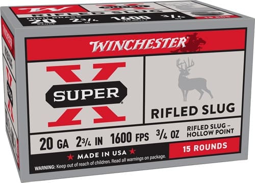 WINCHESTER SUPER-X 20GA 2.75" - 3/4OZ RIFLED SLUG 5RD 50BX/CS
