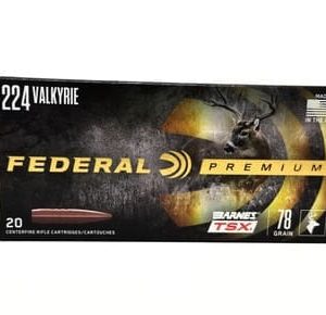 Federal 224 Valkyrie Ammunition P224VLKBTSX1 78 Grain Triple-Shock X Bullet 20 Rounds