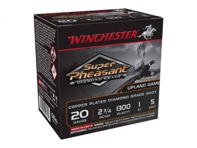 Winchester 20 Gauge Super Pheasant Ammunition SPDG205 #5 Copper Plated Diamond Grade Shot 2-3/4" 1oz 1300fps 25 Rounds