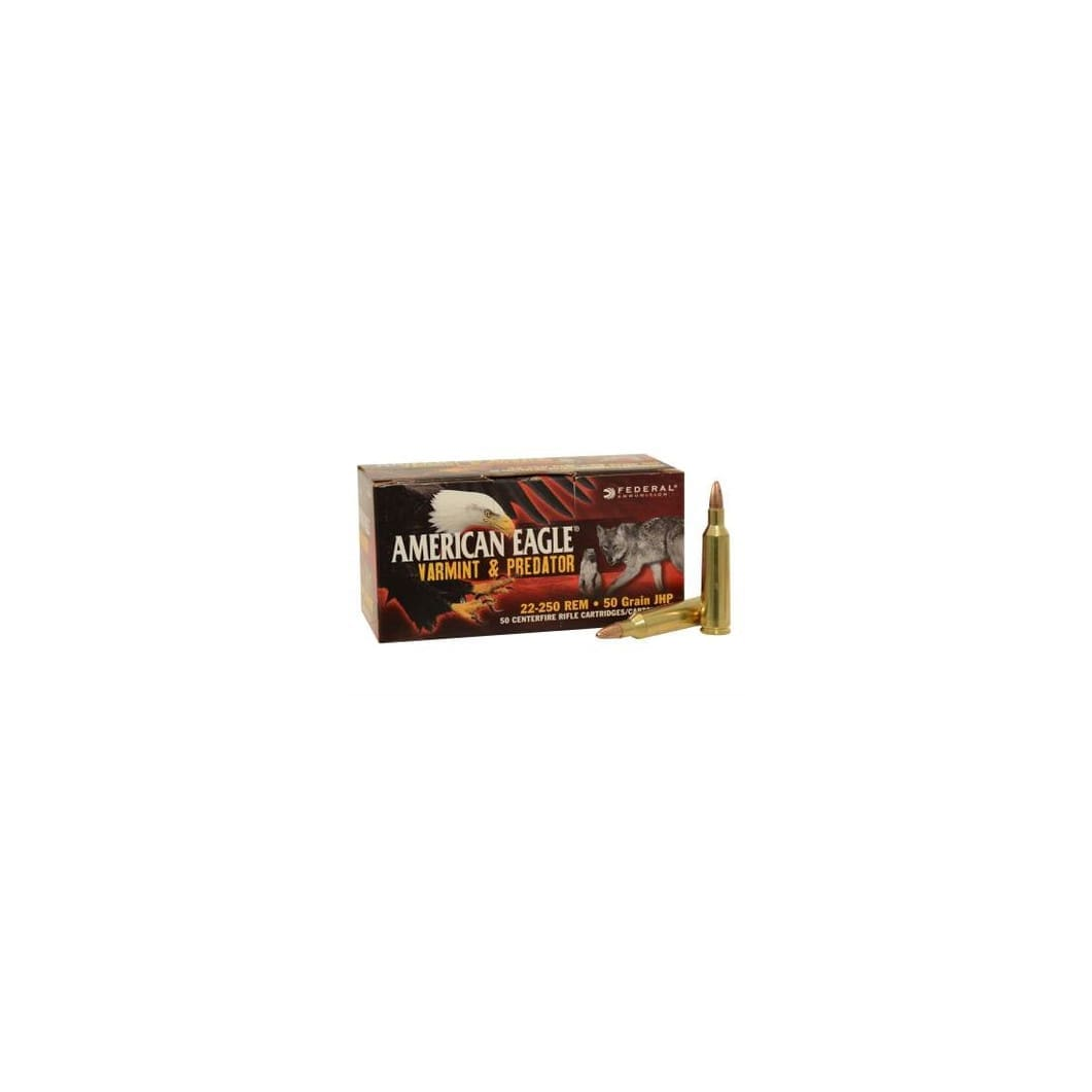 Federal 22-250 Ammunition AE2225050VP 50 Grain Jacketed Hollow Point 50 rounds - Image 2
