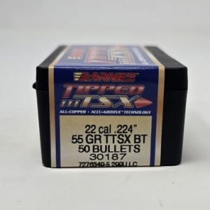 Barnes 22 Cal (.224 Dia) Reloading Bullets Copper TTSX B30187 55 Grain Boat Tail Ballistic Tip 50 Pieces