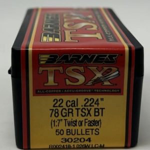 Barnes 224 Valkyrie (.224 Dia) Reloading Bullets Copper TSX B30204 78 Grain Boat Tail Hollow Point 50 Pieces