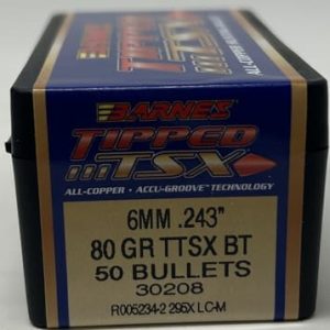 Barnes 6mm (.243 Dia) Reloading Bullets Copper TTSX B30208 80 Grain Boat Tail Ballistic Tip 50 Pieces
