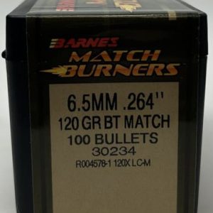 Barnes 6.5mm (.264 Dia) Reloading Bullets Match Burner B30234 120 Grain Boat Tail Open Tip 100 Pieces