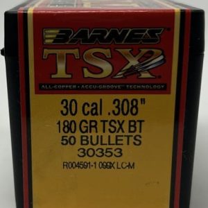 Barnes 30 Cal (.308 Dia) Reloading Bullets Copper TSX B30353 180 Grain Boat Tail Hollow Point 50 Pieces