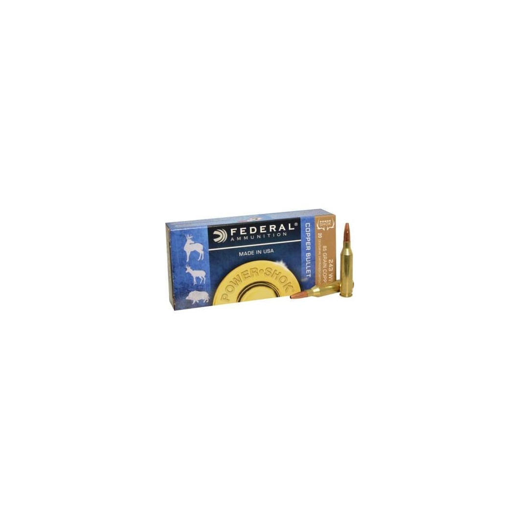 Federal 243 Win Ammunition Power-Shok Lead Free 24385LFA 85 Grain Copper Hollow Point 20 Rounds - Image 2