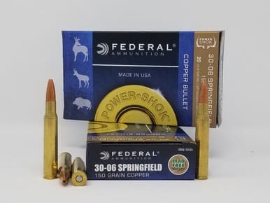 Federal 30-06 Springfield Ammunition Power-Shok 3006150LFA 150 Grain Copper Hollow Point 20 Rounds