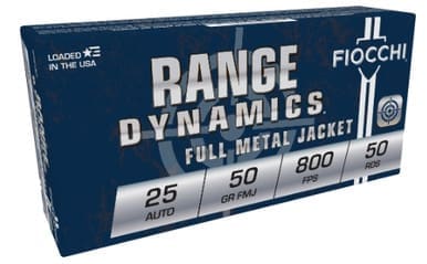 Fiocchi 25 Auto Ammunition FI25AP 50 Grain Full Metal Jacket 50 rounds