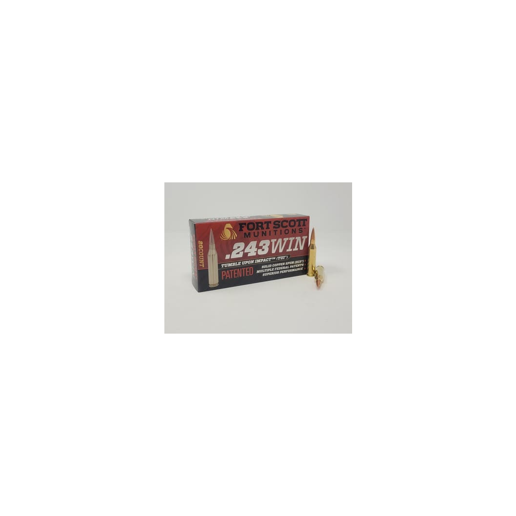 Fort Scott Munitions 243 Win Ammunition FSM243058SCV 58 Grain Solid Copper Spun 20 Rounds - Image 2