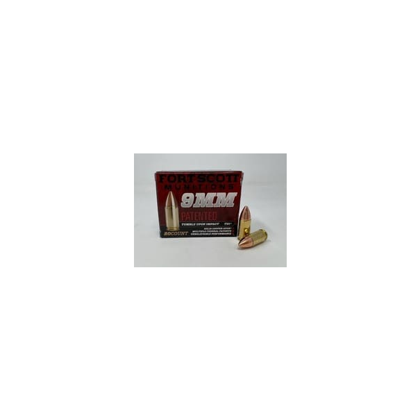 Fort Scott Munitions 9mm Luger Ammunition FSM9MM080SCV 80 Grain Solid Copper Spun 20 Rounds - Image 3