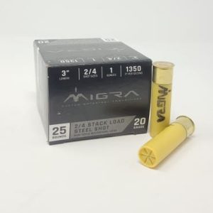 Migra 20 Gauge Ammunition M20S24 3" Length #2/4 Shot 1oz 1350fps 25 Rounds