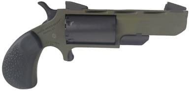 North American Arms NAA-TGH-MB Green Huntsman Mini Revolver .22WMR 5 Rounds 2" SAO OD Green/Black/Rubber Grips W/ Black Leather Holster