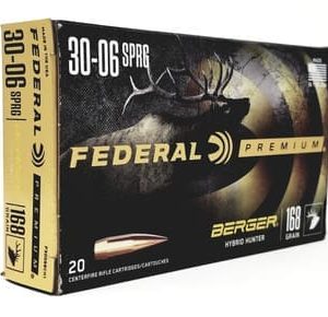 Federal 30-06 Ammunition P3006BCH1 168 Grain Berger Hybrid Hunter 20 Rounds