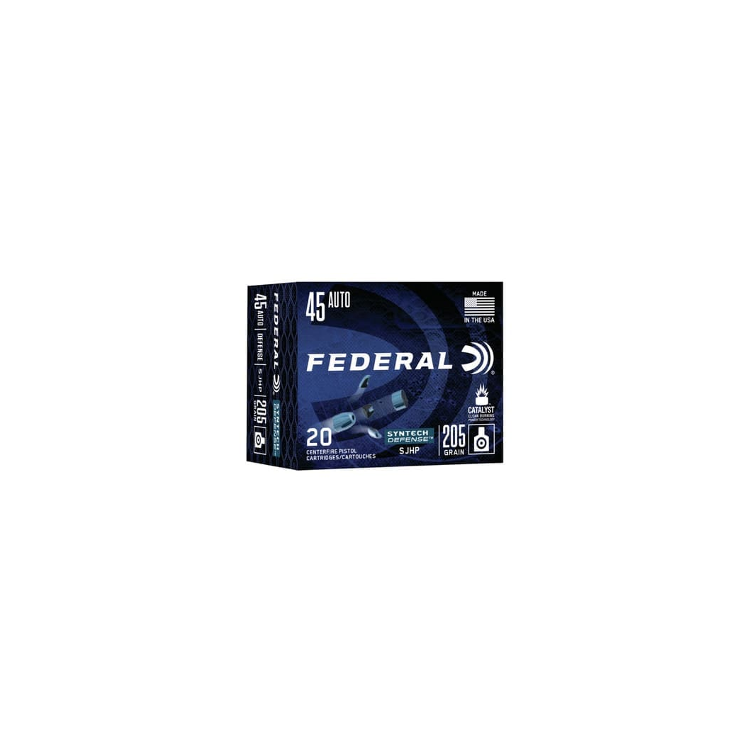Federal 45 Auto Ammunition S45SJT1 Syntech 205 Grain Semi-Jacketed Hollow Point 20 Rounds - Image 2