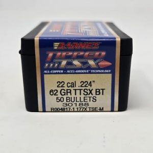 Barnes 22 Cal (.224 Dia) Reloading Bullets Copper TTSX B30188 62 Grain Boat Tail Ballistic Tip 50 Pieces