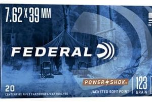 Federal 7.62x39mm Ammunition Power-Shok F76239B 123 Grain Jacketed Soft Point 20 Rounds