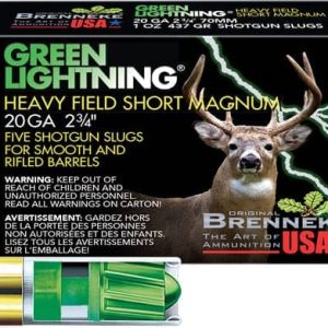 BRENNEKE USA GREEN LIGHTNING - 20GA 2.75" 1OZ SLUG 5RD 50BX/C
