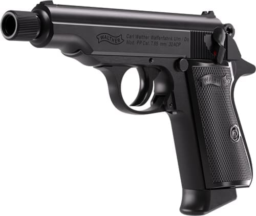 WALTHER PP SD 32ACP BLACK 8RD - THREADED BARREL BLACK GRIPS