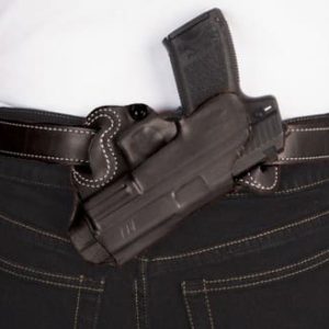 DESANTIS SMALL OF BACK HOLSTER - RH OWB LEATHER COLT 1911 BLACK