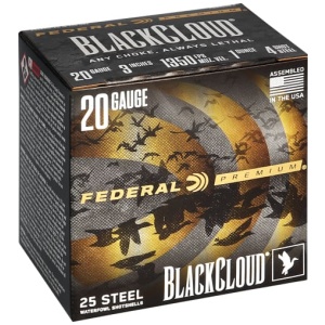 FEDERAL BLACK CLOUD 20GA 3" - 1OZ #4 1350FPS 25RD 10BX/CS