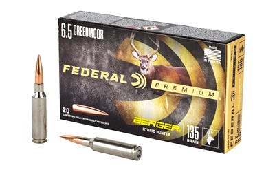 Federal 6.5 Creedmoor Ammunition P65CRDBCH1 135 Grain Berger Hybrid Hunter 20 Rounds