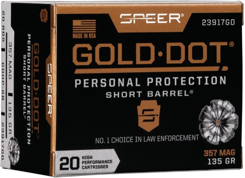 SPEER GOLD DOT 357 MAG 135GR - GDHP SHORT BARREL 20RD 10BX/CS