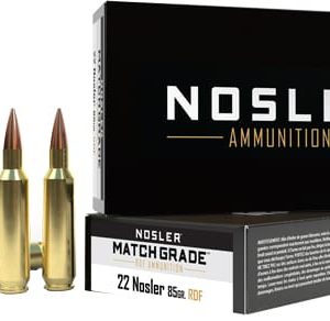NOSLER MATCH GRADE 22CM - 85GR RDF HPBT 20RD 10BX/CS