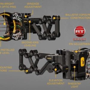 TROPHY RIDGE BOW SIGHT REACT - H4 4-PIN .019 RH BLACK