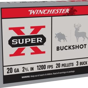 WINCHESTER SUPER-X 20GA 2.75" - #3 BUCK 20 PELLETS 5RD 50BX/CS