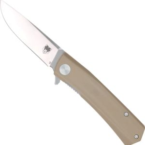 COBRATEC SERPENT FOLDER 3" - SS/TAN D2 BLADE G-10 SCALES