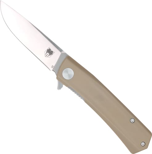 COBRATEC SERPENT FOLDER 3" - SS/TAN D2 BLADE G-10 SCALES