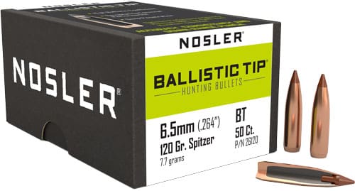 NOSLER BULLETS 6.5MM .264 - 120GR BALLISTIC TIP 50CT