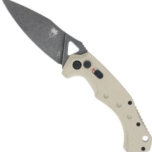 COBRATEC RYKER AUTO FOLDER - 3.75" TAN/BLACK STNWSH D2 BLD