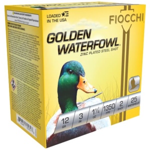 FIOCCHI GOLDEN WATERFOWL 12GA - 3" 1-1/4OZ #2 25RD 10BX/CS