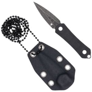 COBRATEC GUARDIAN NECK KNIFE - 1.99" D2 STONEWASH DAGGER W/SH