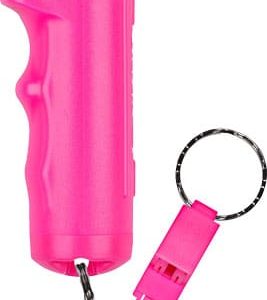 SABRE PEPPER GEL SPRAY W/QUICK - RELEASE WHISTLE FLIP TOP PINK