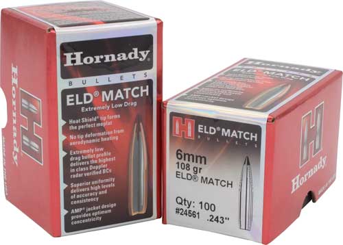 HORNADY BULLETS 6MM .243 - 108GR ELD-MATCH 100CT 25BX/CS