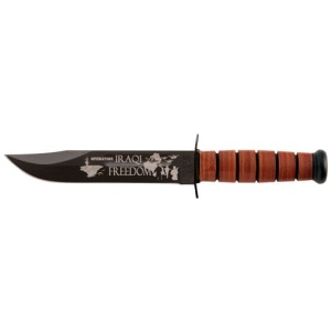 KA-BAR USMC OPERATION IRAQI - FREEDOM 7" W/LEATHER SHTH USMC