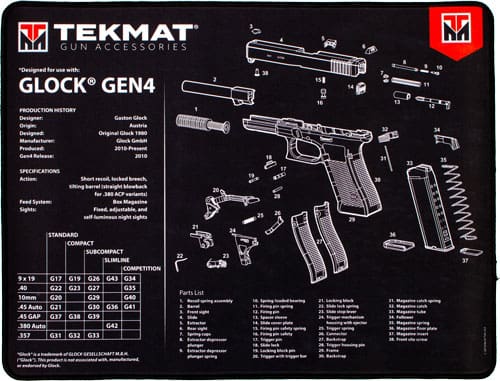 TEKMAT ARMORERS BENCH MAT - ULTRA 15"X20" FOR GLOCK G4 BLK