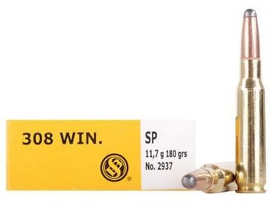 Sellier & Bellot Ammunition 308 Winchester 180 Grain Semi-Jacketed Soft Point SB308C 20 Rounds